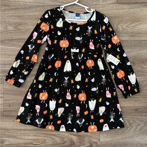 Old navy Black Long Sleeve Dress with Halloween Print girls 5T NEW